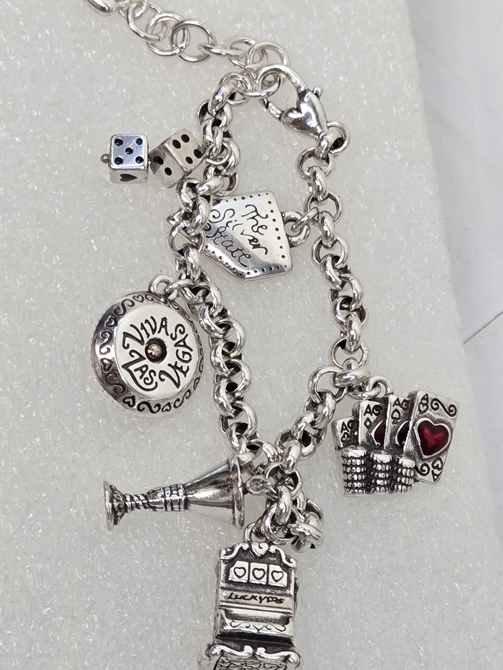 Brighton Silver-Tone  Charm Bracelet with Red Accent